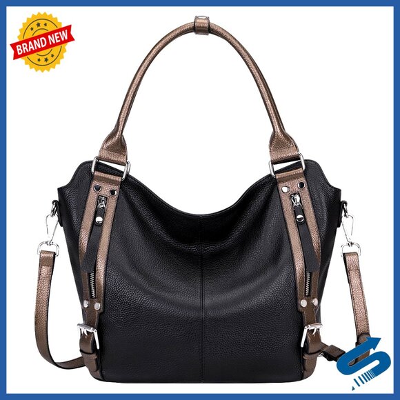 Genuine Leather Hobo Tote Shoulder Bag Large Capacity Multi Pocket Classic
